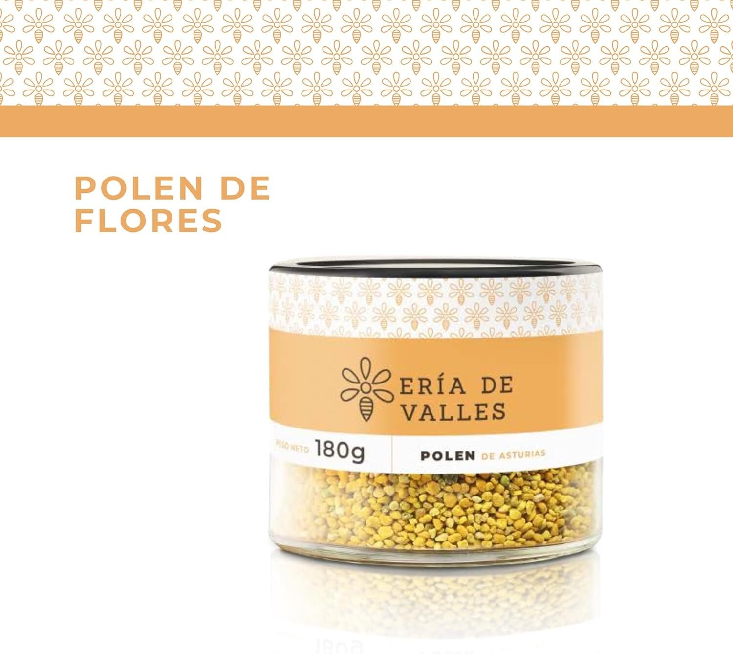 Ería de Valles – Polen de Flores de Asturias 100% Natural – Alto Contenido en Proteínas y Vitaminas – Crudo, Sin Procesar – Ideal para Desayunos, Ensaladas y Postres – 180 g