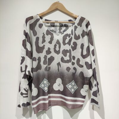 PESS PRINT AH26 leo shiny taupe