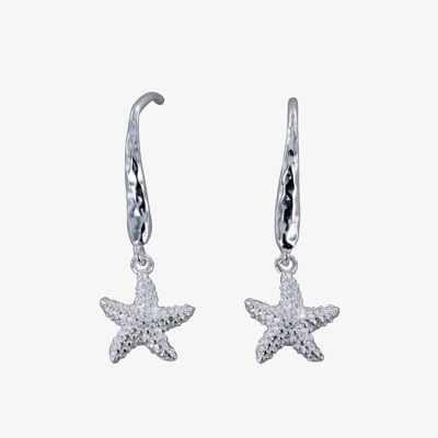 Boucles d'oreilles crochet étoile de mer en argent sterling