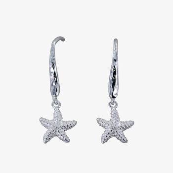 Boucles d'oreilles crochet étoile de mer en argent sterling 1
