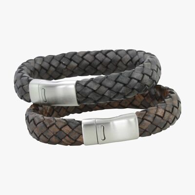 Chunky Clasp Leather Bracelet blk