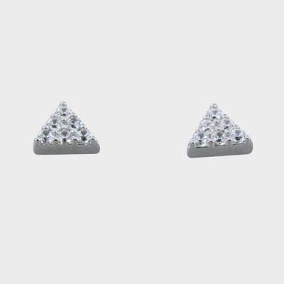Sterling Silver Pave Triangle Studs