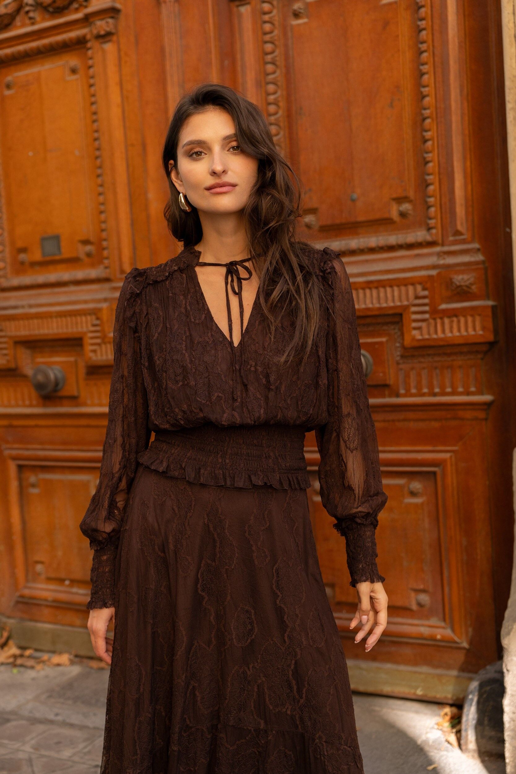 Blusa con scollo a V di settembre - 80966-2