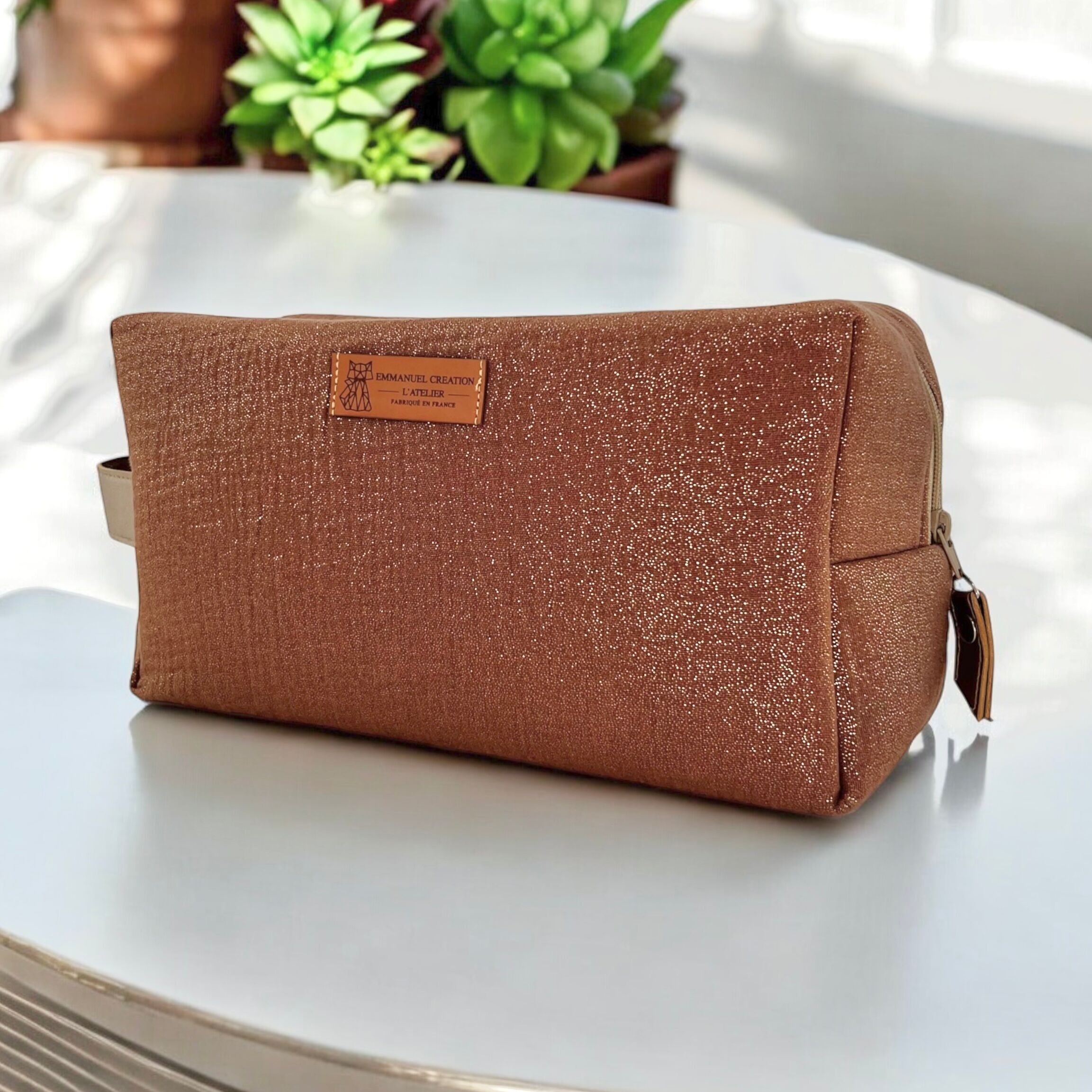 Trousse nomade M, "Scintillant" marron
