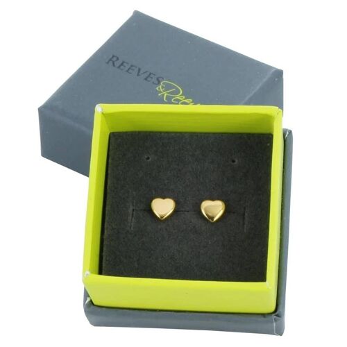 High Shine Heart Studs Gold