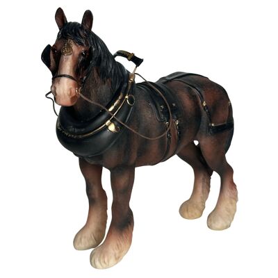 FACTORY SECONDS - 50 % DE RÉDUCTION - Figurine décorative Leonardo grande (longueur 22 cm) Bay Shire Cart Heavy Horse avec harnais, coffret cadeau