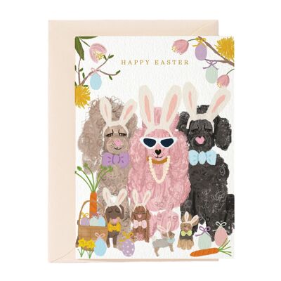 Carte de vœux Joyeuses Pâques avec chiens