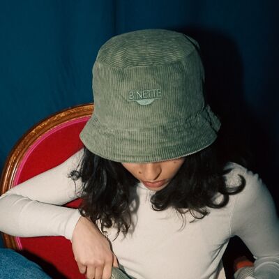 Binette reversible bob ribbed velvet white/green