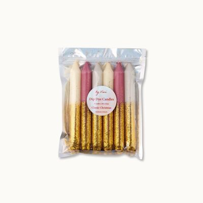 Set di candele Dip Dye: Edizione natalizia classica glitterata