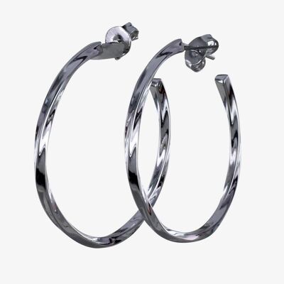 Boucles d'oreilles créoles Twister en argent sterling