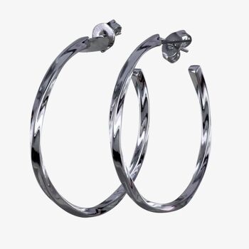 Boucles d'oreilles créoles Twister en argent sterling 1