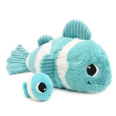 LES PTIPOTOS – BIGOU DER CLOWNFISCH, PLÜSCH, MAMA & BABY, AQUABLAU – 38 CM