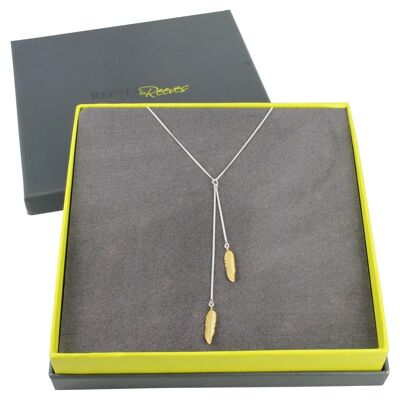 Leaf Drop Necklace Gold