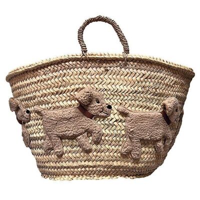 Grand sac panier pour chien BOBBY en feuilles de palmier Chiens courant autour du sac