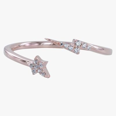 Lightning and Star Pave Ring Rose