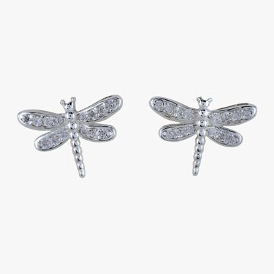 Dragonfly Stud Earrings with Pave