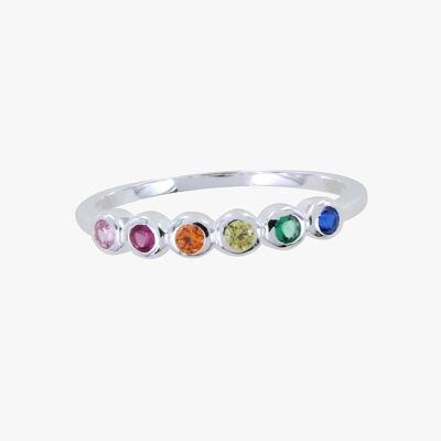 Sterling Silver Rainbow Stone Ring