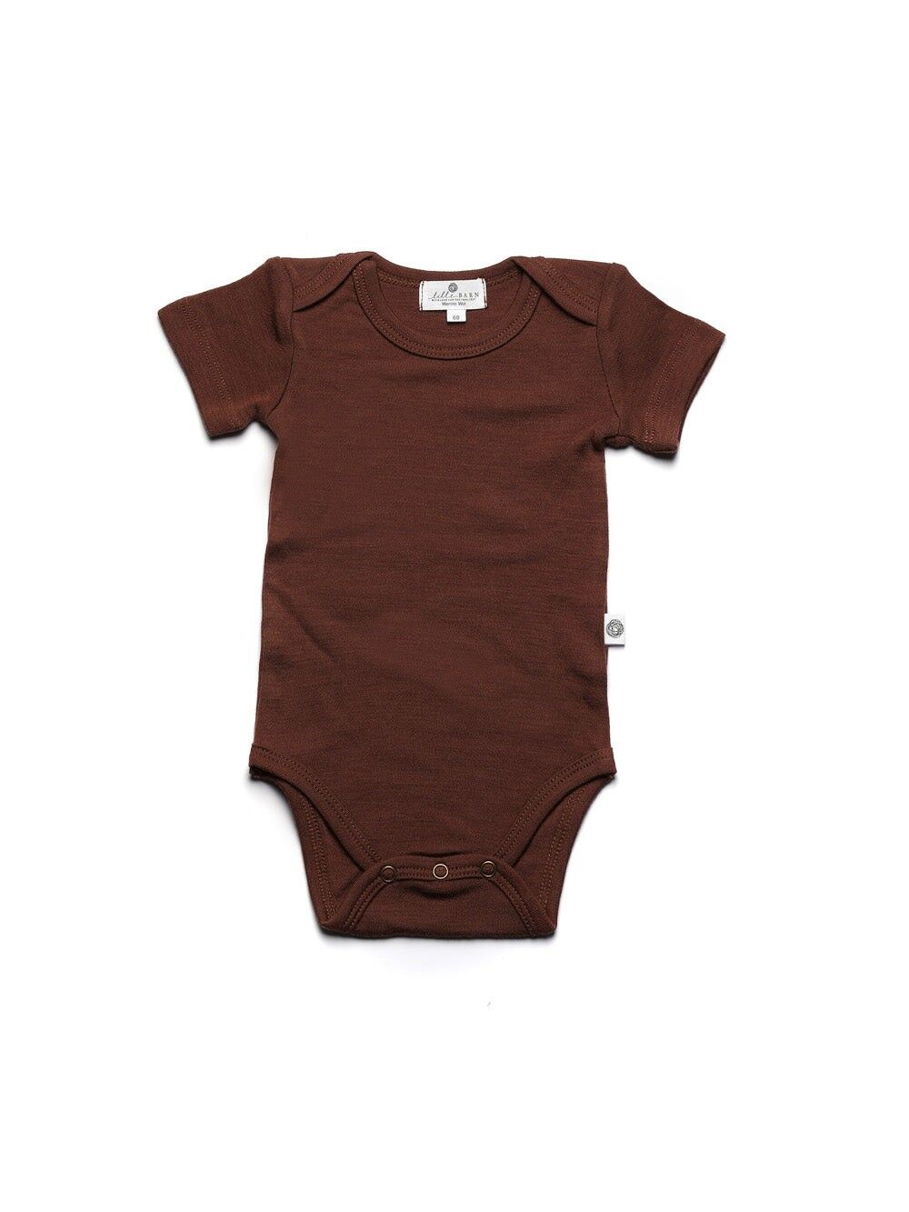 Short-sleeved wool romper – Merino wool – Cinnamon