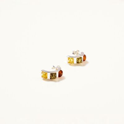 Orecchini in ambra baguette multicolore