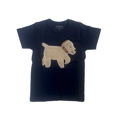 Maglietta per cani BOBBY blu scuro, manica corta con pelliccia di peluche e tasca segreta nell'orecchio!
