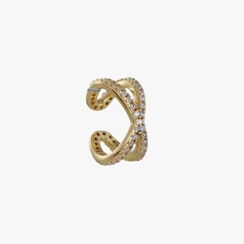 Cross Roads Pave Ear Cuff Gold