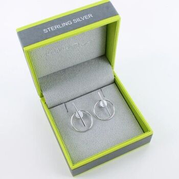 Boucles d'oreilles barre d'argent et cercle 3