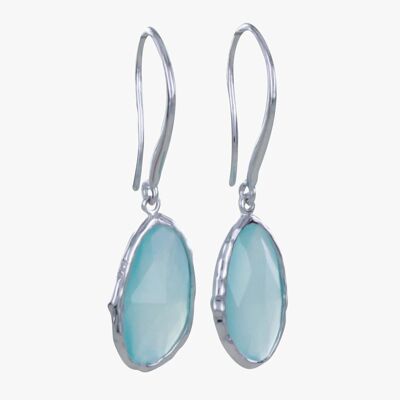 Sterling Silver Aqua Gem Earrings