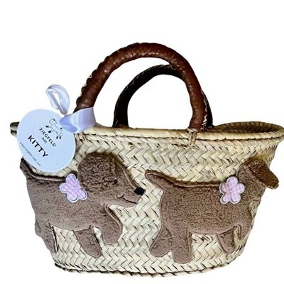 Bolso cesta pequeño perro KITTY con asas de piel