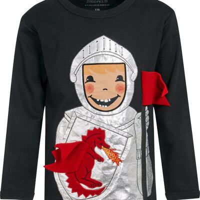 Knight Rob long-sleeved shirt with great silver appliqué and dragon!