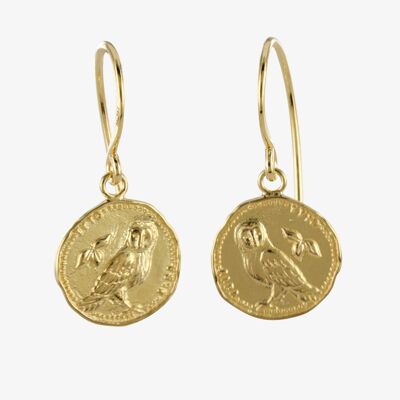 Owl Coin Earrings Gold