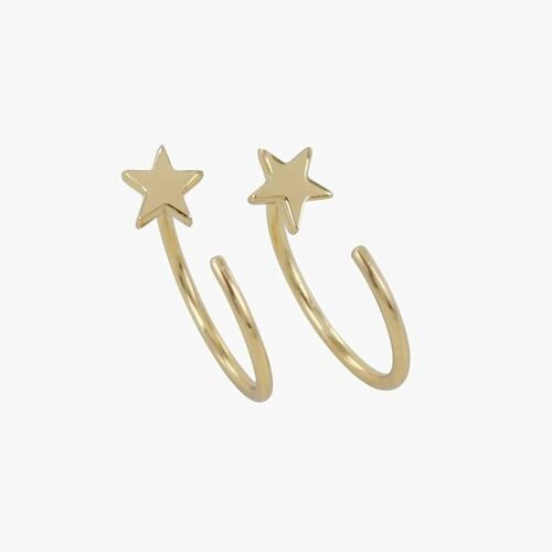 Crescent Star Hoop Earring Gold