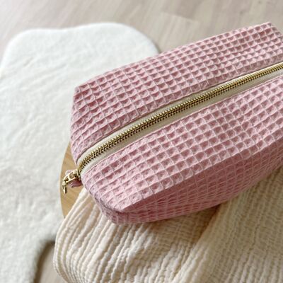 Trousse de toilette nid d'abeille (intérieur imperméable)
