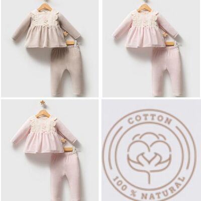 A Pack of Five Sizes Baby Girl 2-Piece Cotton Outfit (6-9-12-18-24 Months)