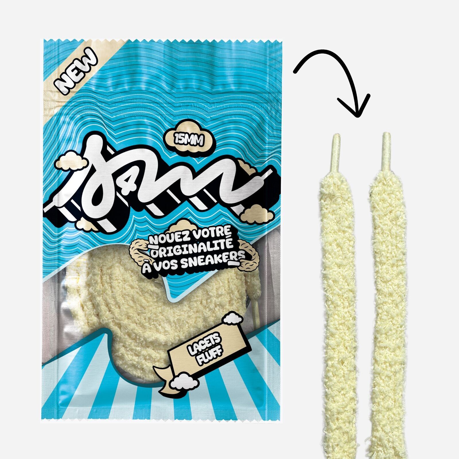 Wide fluffy yellow laces - soft texture - sneakers and trainers - sell4me