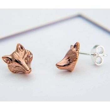 Boucles D'oreilles Tige Masque Renard Rose 1