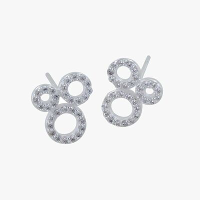 Sterling Silver Blowing Bubbles Pave Earrings