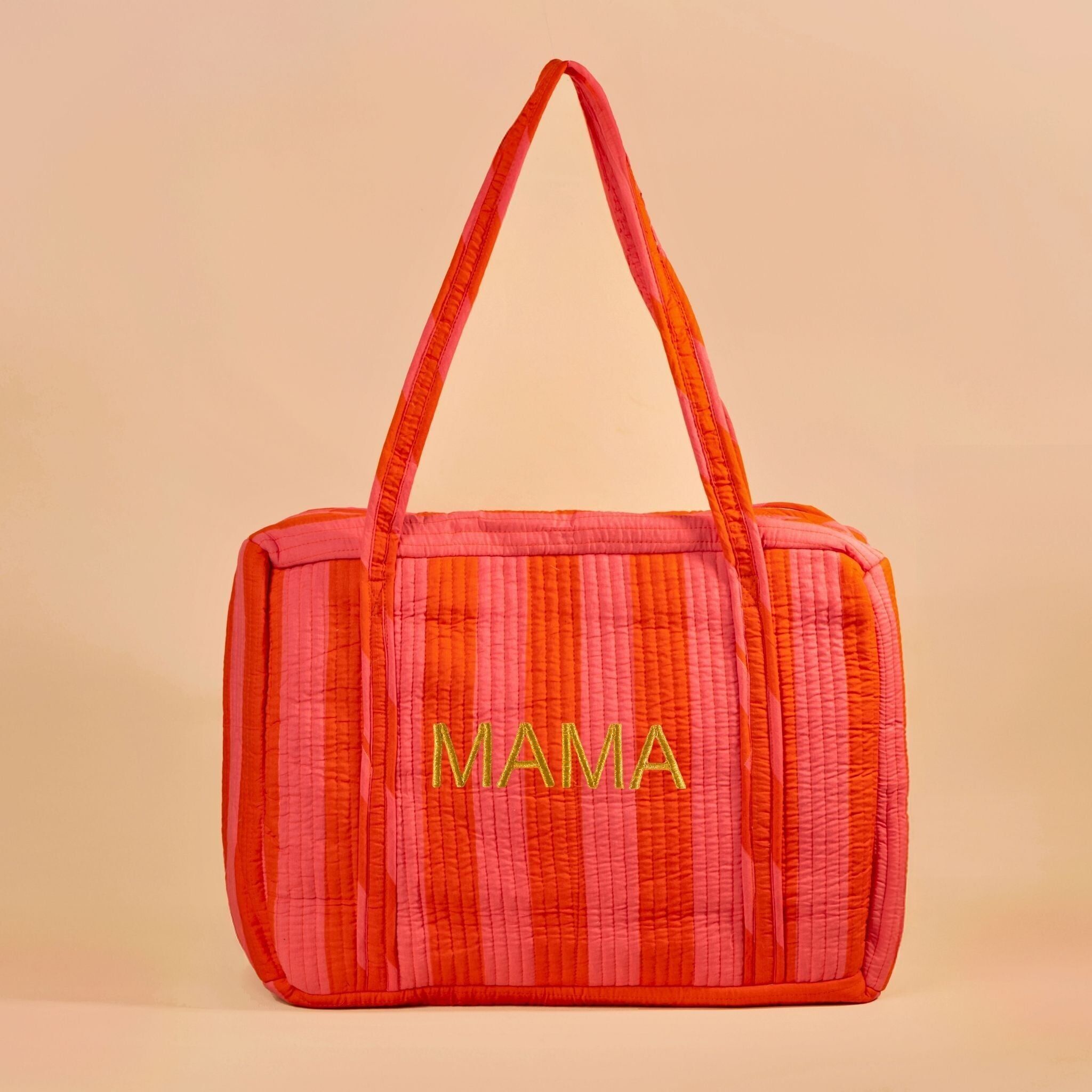 Coral Striped Weekend or Changing Bag