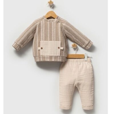 Ensemble 2 pièces en mousseline de coton pour bébé garçon, cinq tailles, 6-24 mois
