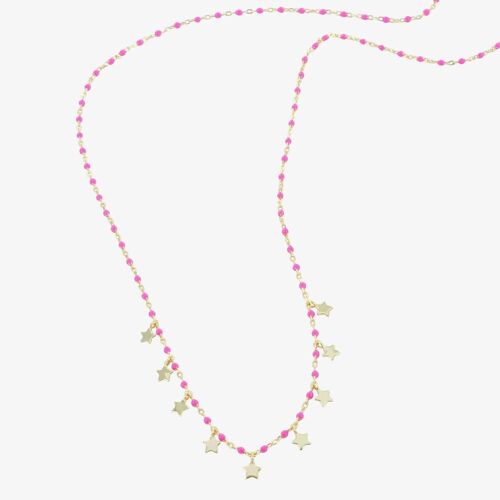 Pink Starry Necklace Gold