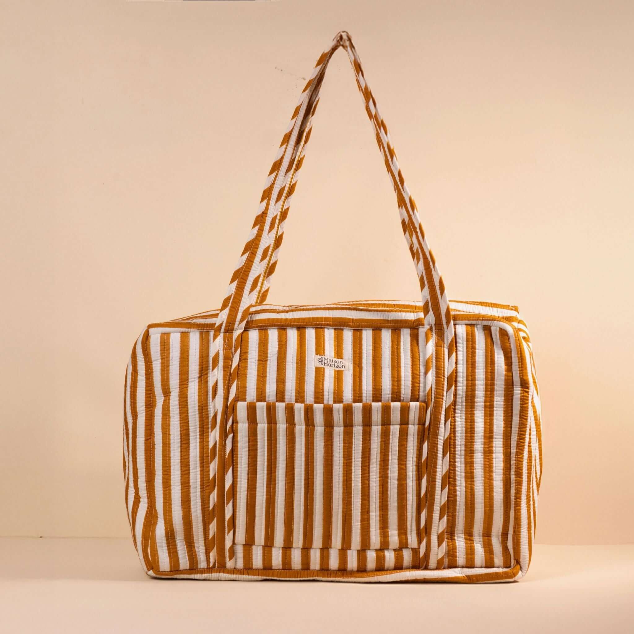 Mocha Striped Weekend or Diaper Bag