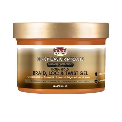 African Pride Black Castor Braid, Loc & Twist Gel 8oz