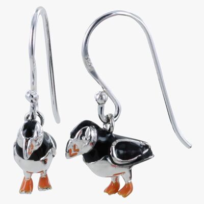 Enamel Puffin Earrings