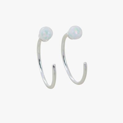 Crescent Opal Hoop Earring