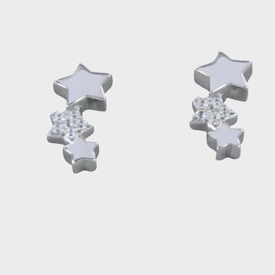 Argento Sterling Trio Star Pave Studs Argento