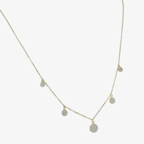 Dot and Sparkle Sterling Silver Necklace Gold