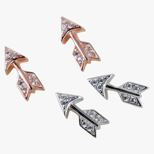 Arrow Pave Stud Earrings Rose