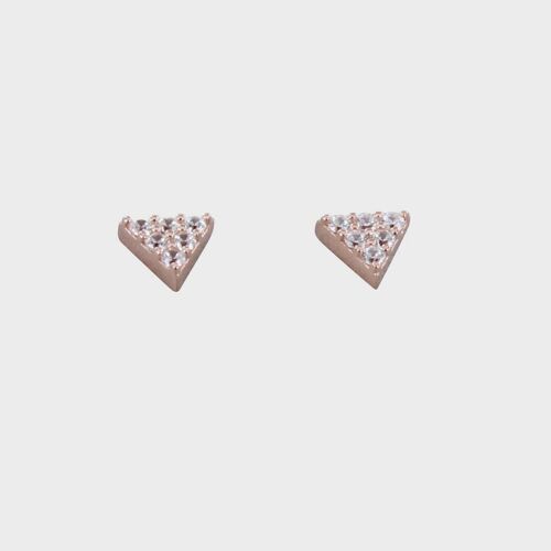 Sterling Silver Pave Triangle Studs Rose