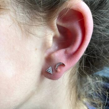 Boucles d'oreilles triangle pavées en argent sterling Rose 7