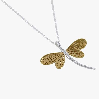 Sterling Silver Dragonfly Necklace Gold