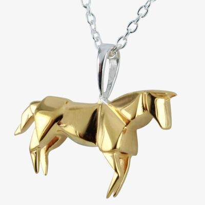 Origami Horse Necklace Gold